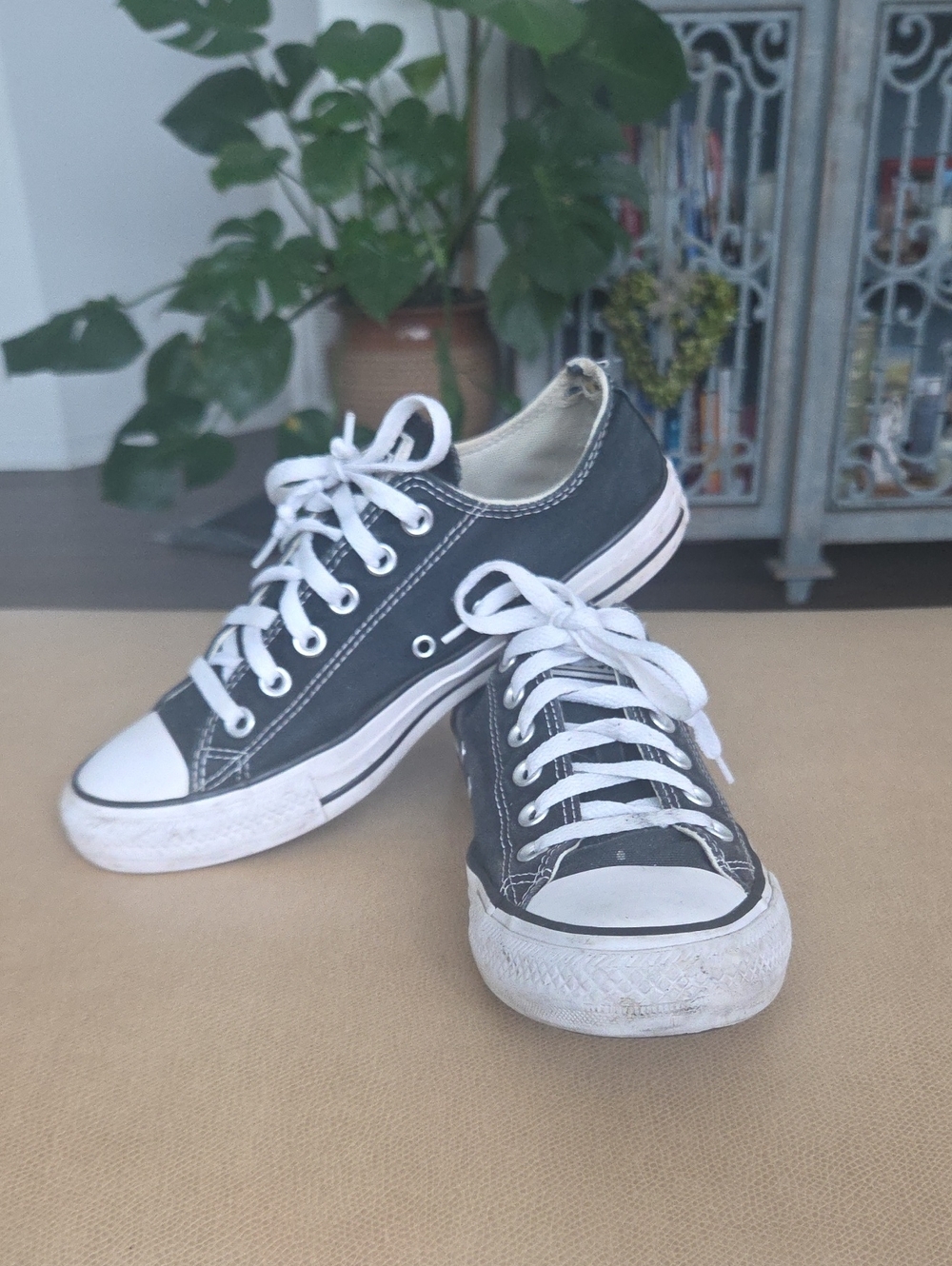 Classic Converse All Star Black Low-Top Canvas Sneakers with White Accents